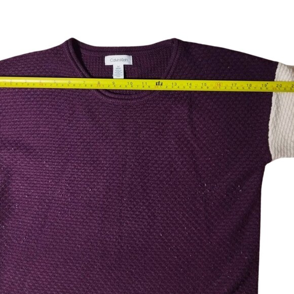 Calvin Klein Women's Colorblock Knit Sweater - Size S - Purple, Gray, White - Picture 4 of 6